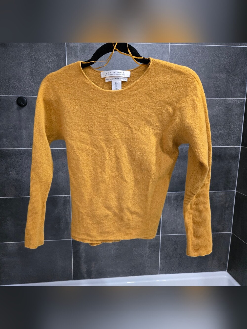 Max Studio Mustard Crewneck Merino Sweater — Read Description